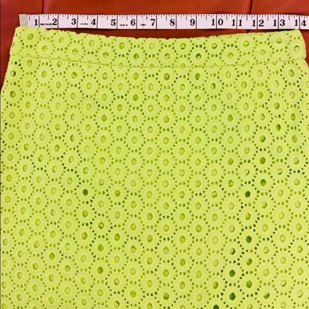 J. Crew Neon Lime Eyelet Pencil Skirt